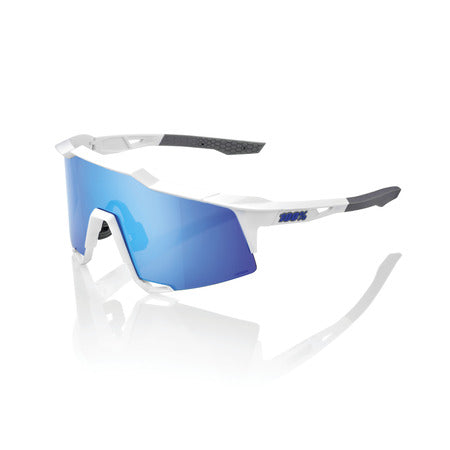 100% - SPEEDCRAFT Matte White - HiPER Blue Multilayer Mirror Lens