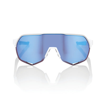 100% -S2 Matte White - HiPER Blue Multilayer Mirror Lens - Team Store