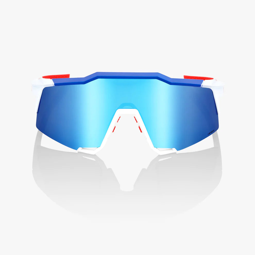 SPEEDCRAFT® TotalEnergies Team Matte White / Metallic Blue HiPER® Blue Multilayer Mirror Lens Bat Club USA