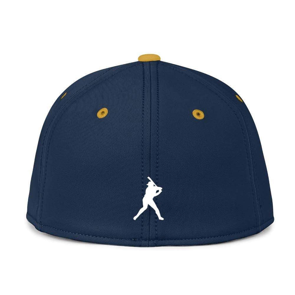 Navy Blue With Gold Bill Fitted BC Hat Bat Club USA