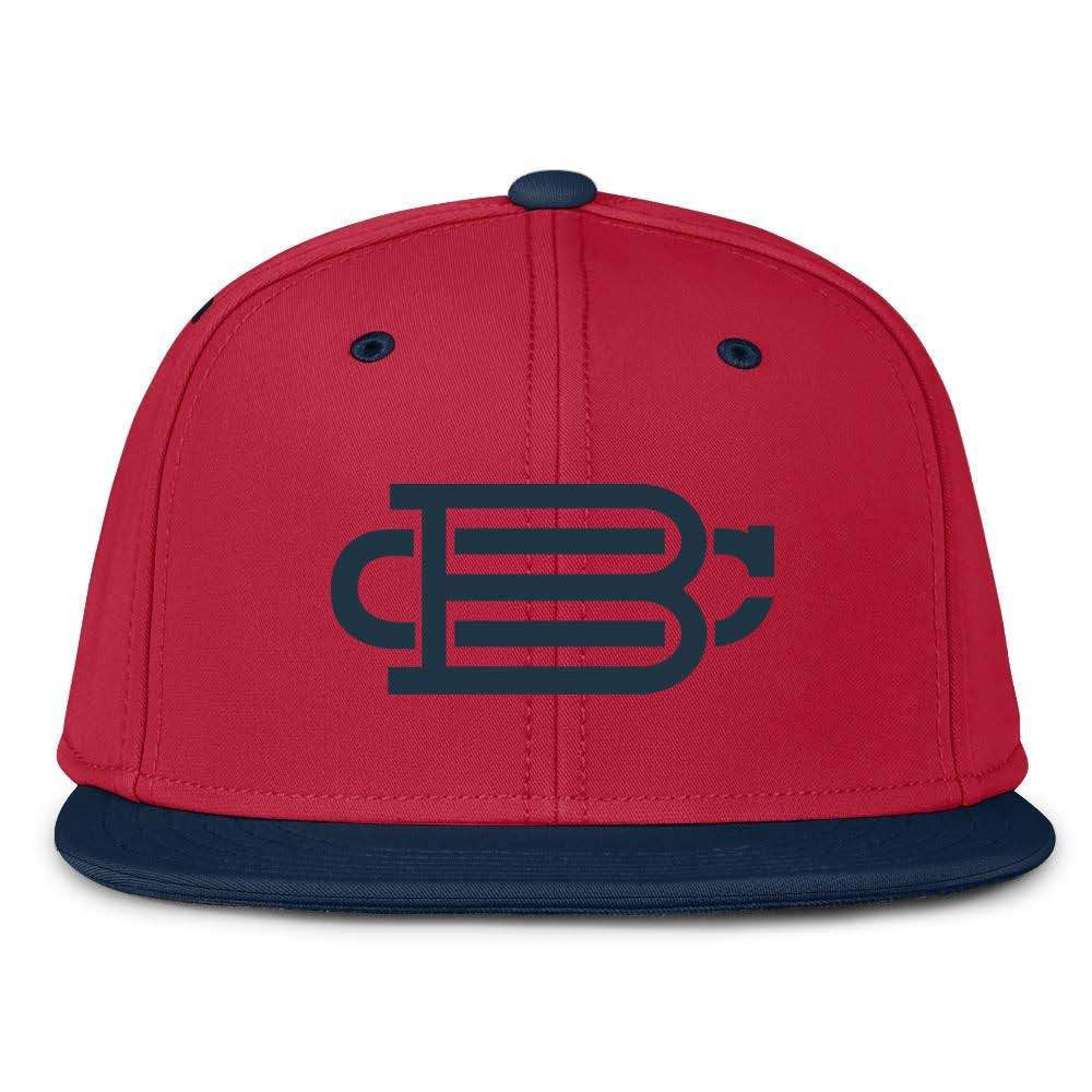 Red with Navy Blue Bill Fitted BC Hat Bat Club USA