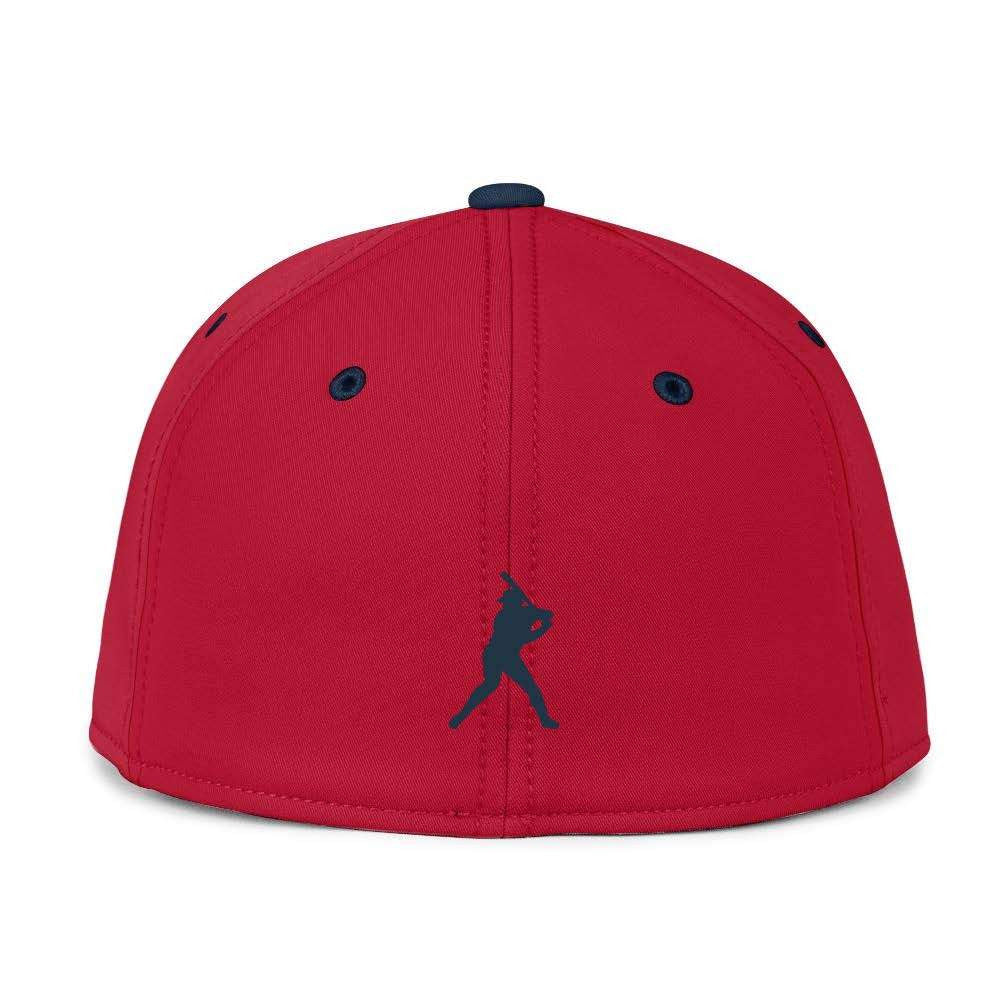 Red with Navy Blue Bill Fitted BC Hat Bat Club USA