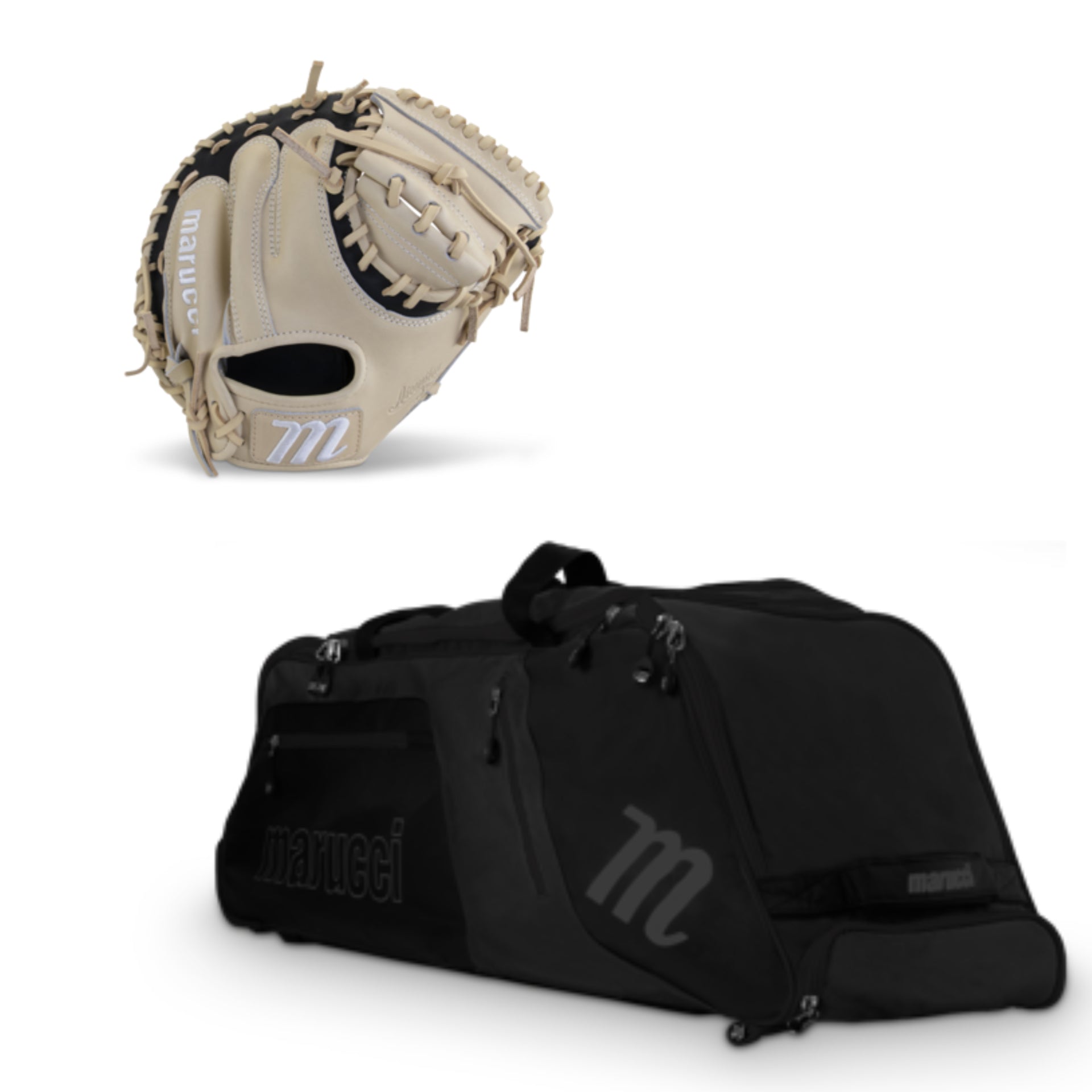 Marucci Ascension Catcher's Mitt and Stockade Wheeled Bag Bundle - MVP Bat Club USA